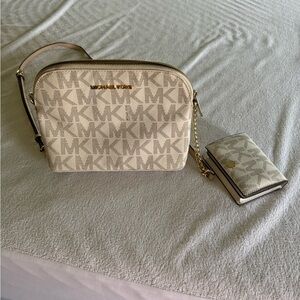 Michael Kors Beige Crossbody Bag and Wallet Set